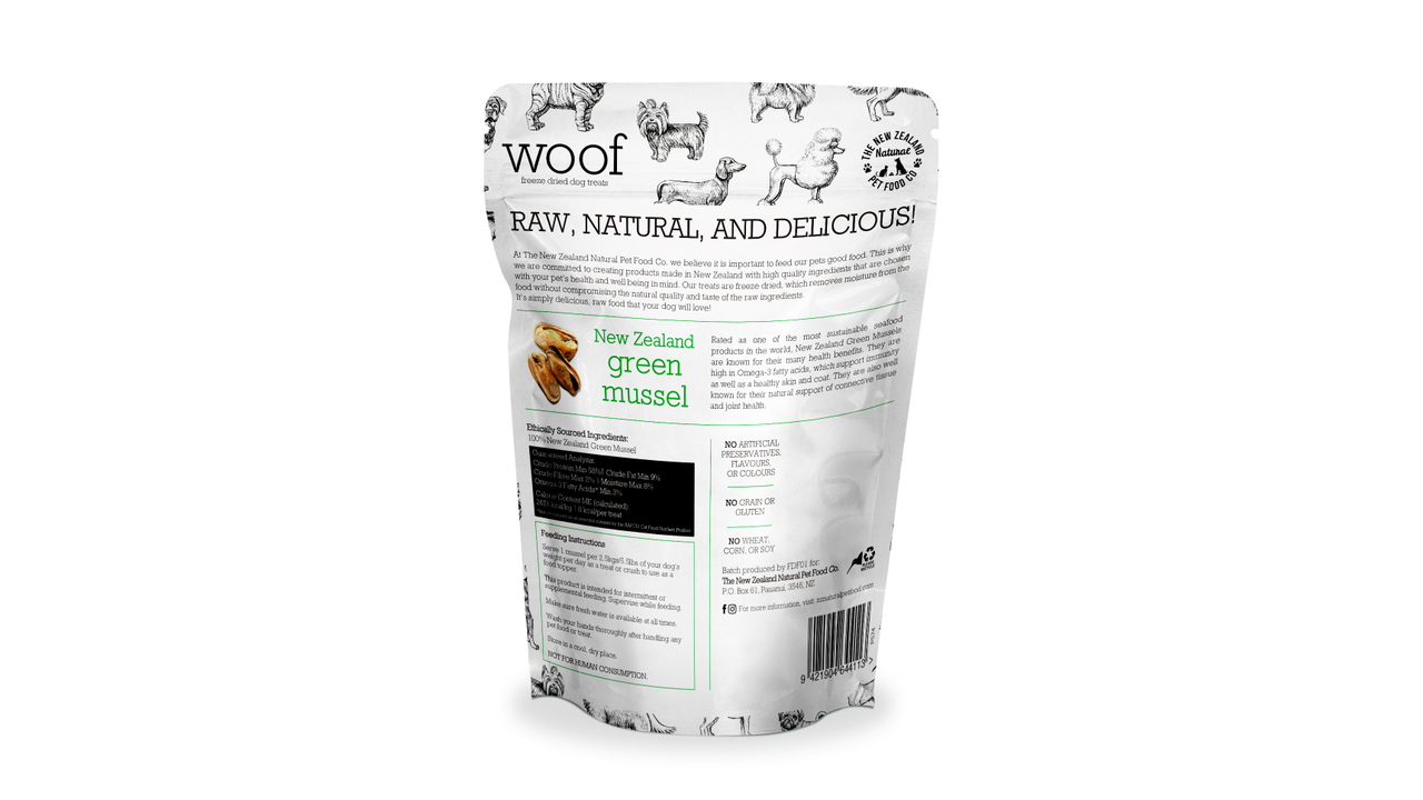 Woof Green Lipped Mussel Treats 50g