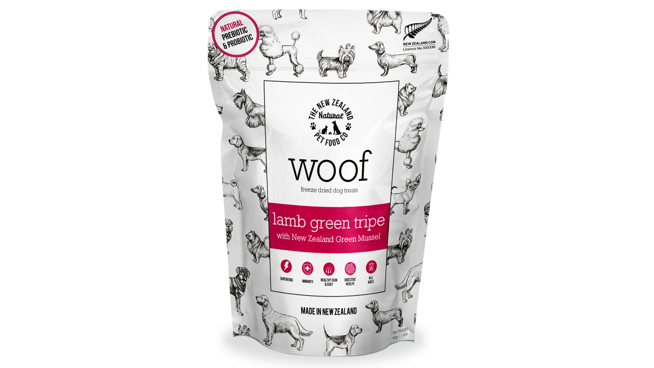 Woof Lamb Green Tripe & Mussel Treats 40g