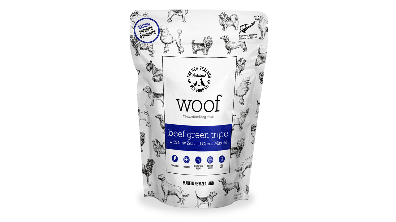 Woof Beef Green Tripe & Mussel Treats 50g