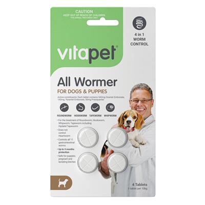 VITAPET ALL WORMER DOG 4 TABLETS