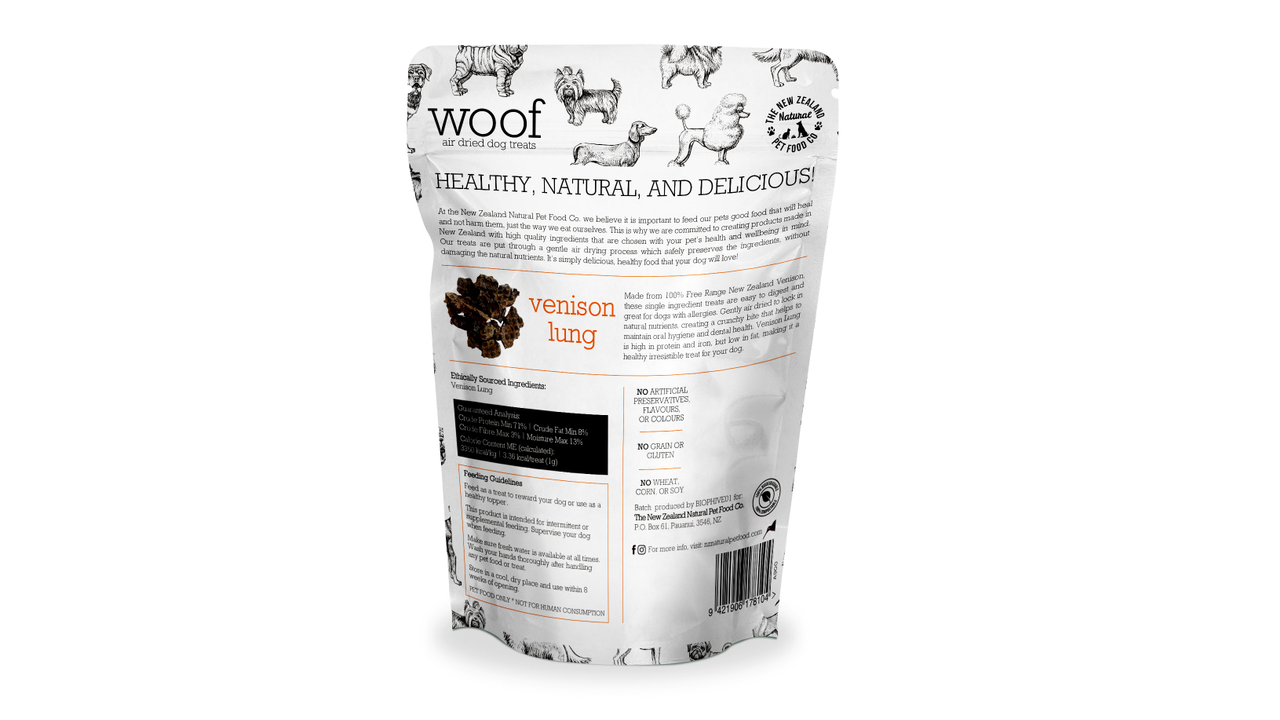 Woof Venison Lung Treats 50g